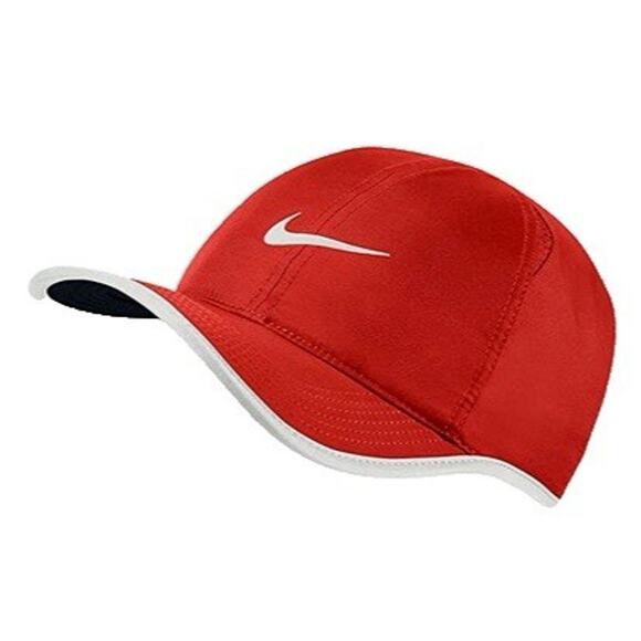 NIKE Adult FEATHERLIGHT DRI-FIT Tennis Golf Hat-Fiery Red Strapback Adjustable - Picture 1 of 12